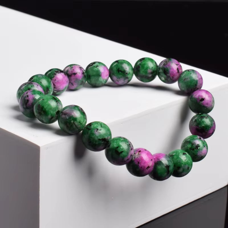 Epidote Zoisite Beaded Bracelet Natural Elastic for Women