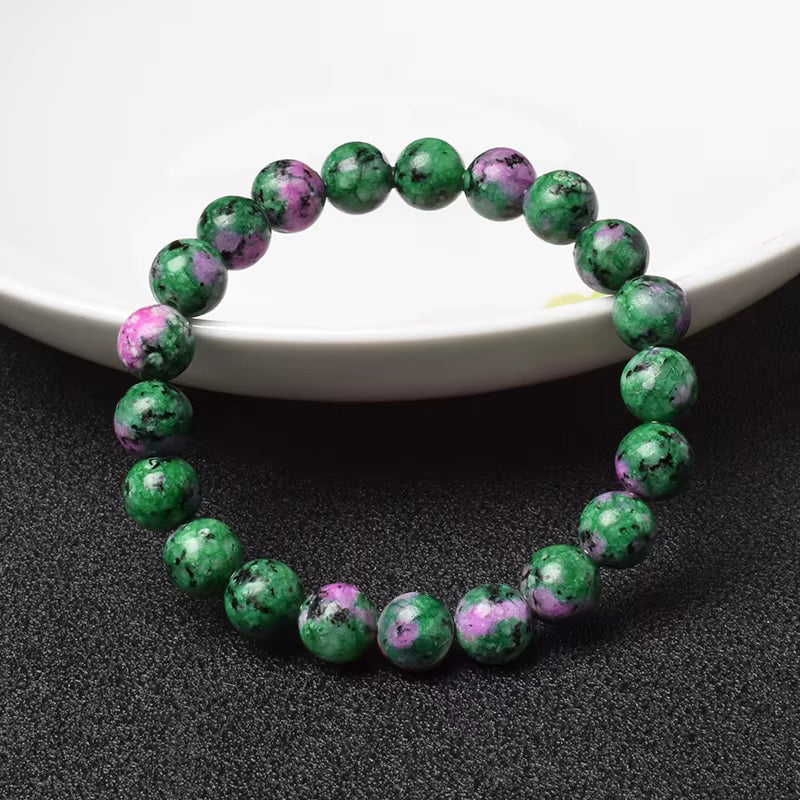 Epidote Zoisite Beaded Bracelet Natural Elastic for Women