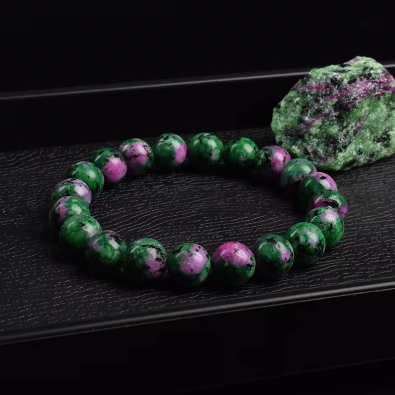 Epidote Zoisite Beaded Bracelet Natural Elastic for Women