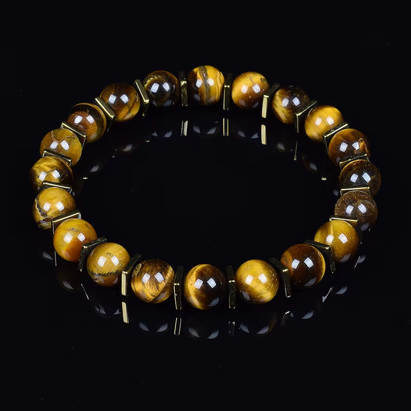 Green Jade Beaded Bracelet Stretch 8mm Natural Stone Unisex Gold