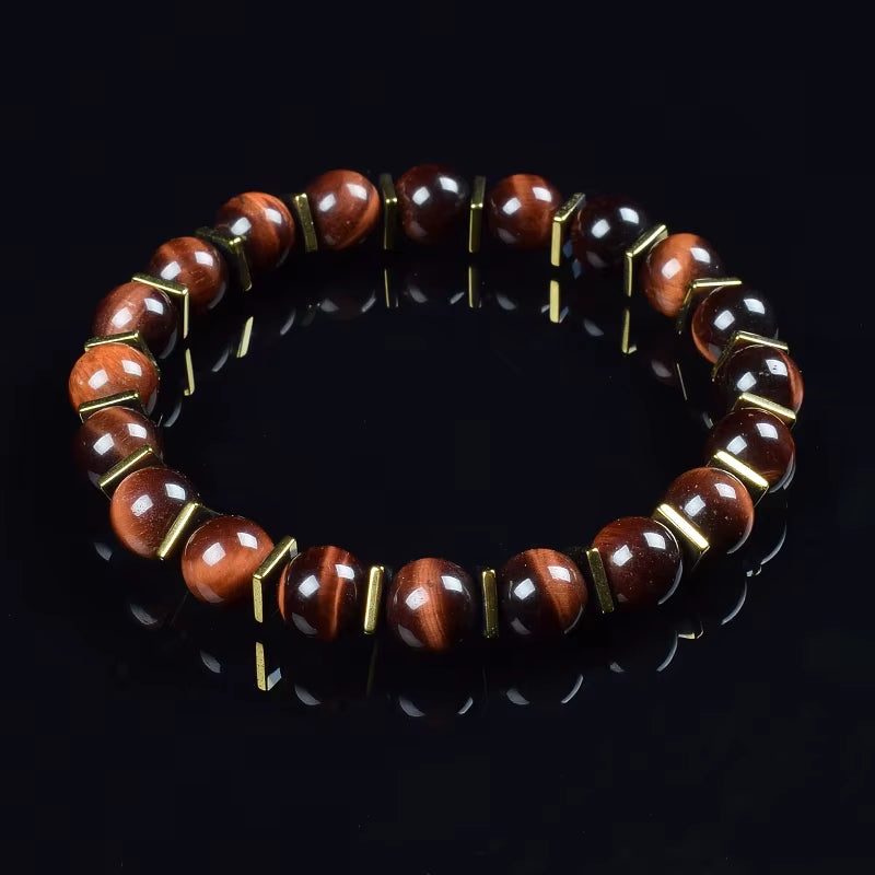 Green Jade Beaded Bracelet Stretch 8mm Natural Stone Unisex Gold