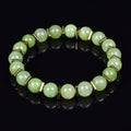 Green Jade Beaded Bracelet Stretch 8mm Natural Stone Unisex Gold