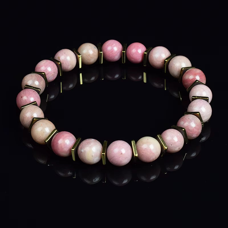 Labradorite Beaded Bracelet Grey with Golden Hematite 8mm Unisex