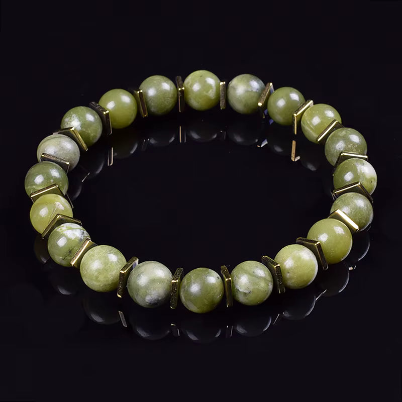 Labradorite Beaded Bracelet Grey with Golden Hematite 8mm Unisex