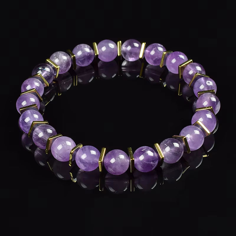 Labradorite Beaded Bracelet Grey with Golden Hematite 8mm Unisex