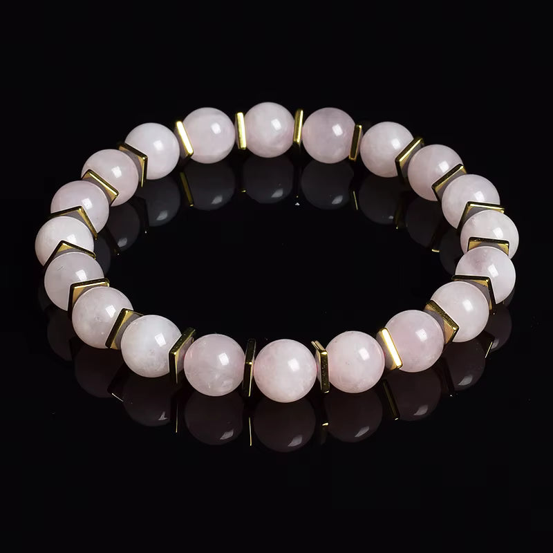 Labradorite Beaded Bracelet Grey with Golden Hematite 8mm Unisex