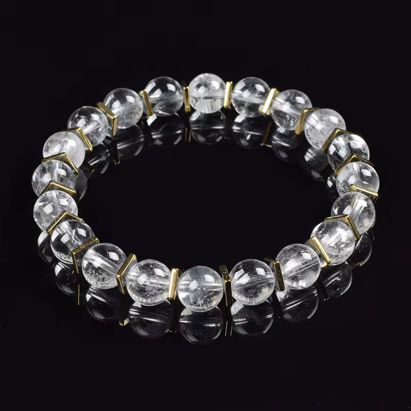 Labradorite Beaded Bracelet Grey with Golden Hematite 8mm Unisex