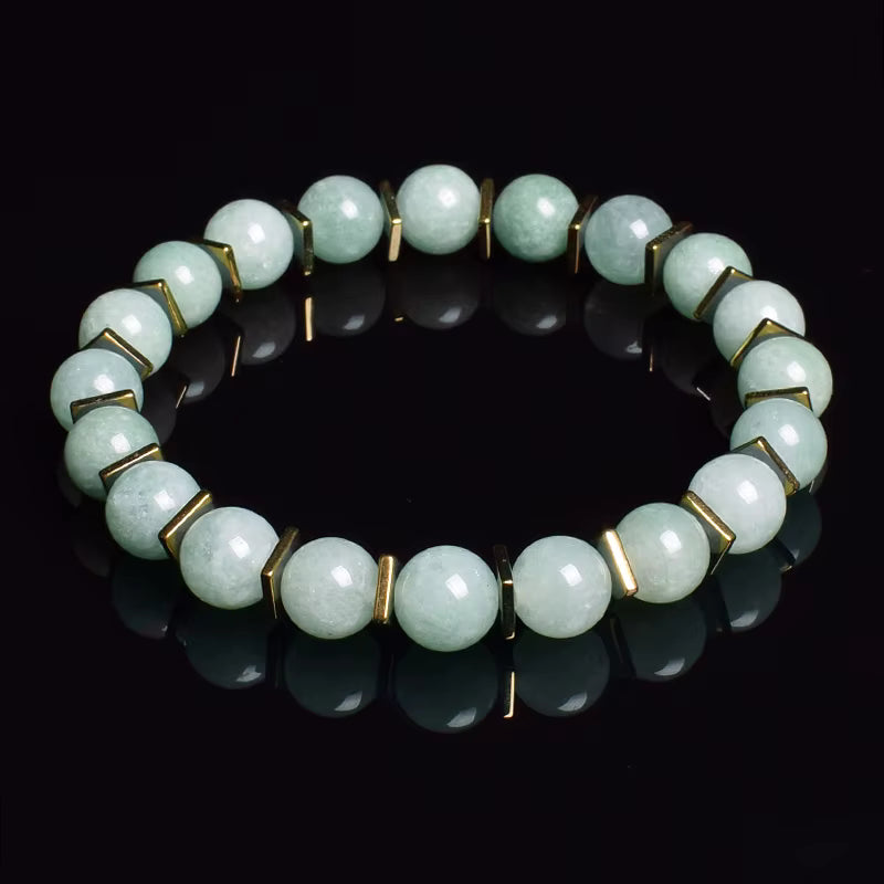 Labradorite Beaded Bracelet Grey with Golden Hematite 8mm Unisex