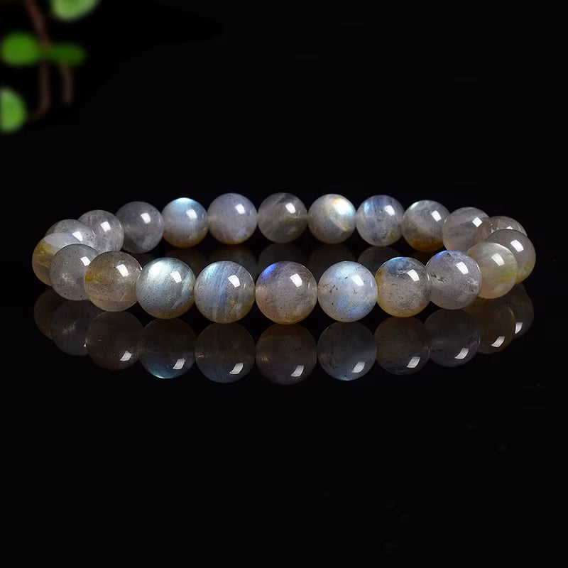Labradorite Spectrolite Moonstone Beaded Elastic Bracelet Natural