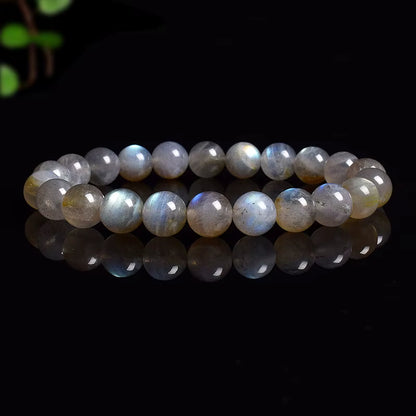 Labradorite Spectrolite Moonstone Beaded Elastic Bracelet Natural