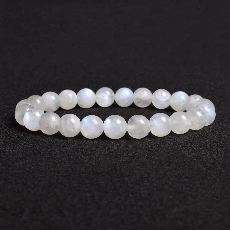 Labradorite Spectrolite Moonstone Beaded Elastic Bracelet Natural