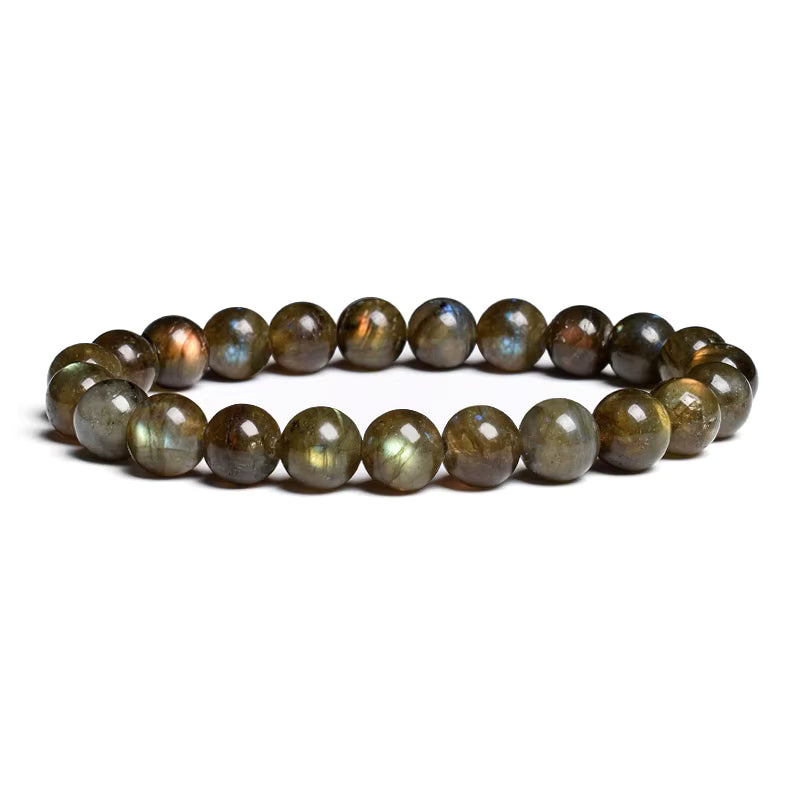 Labradorite Spectrolite Moonstone Beaded Elastic Bracelet Natural
