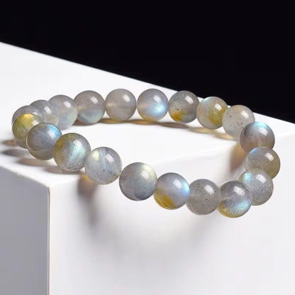 Labradorite Spectrolite Moonstone Beaded Elastic Bracelet Natural