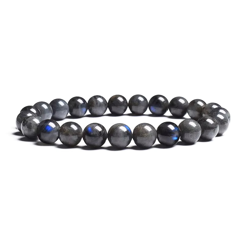 Labradorite Spectrolite Moonstone Beaded Elastic Bracelet Natural