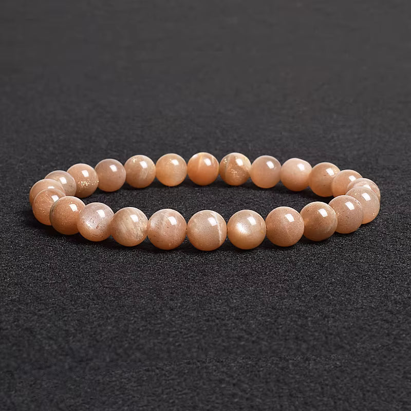 Labradorite Spectrolite Moonstone Beaded Elastic Bracelet Natural