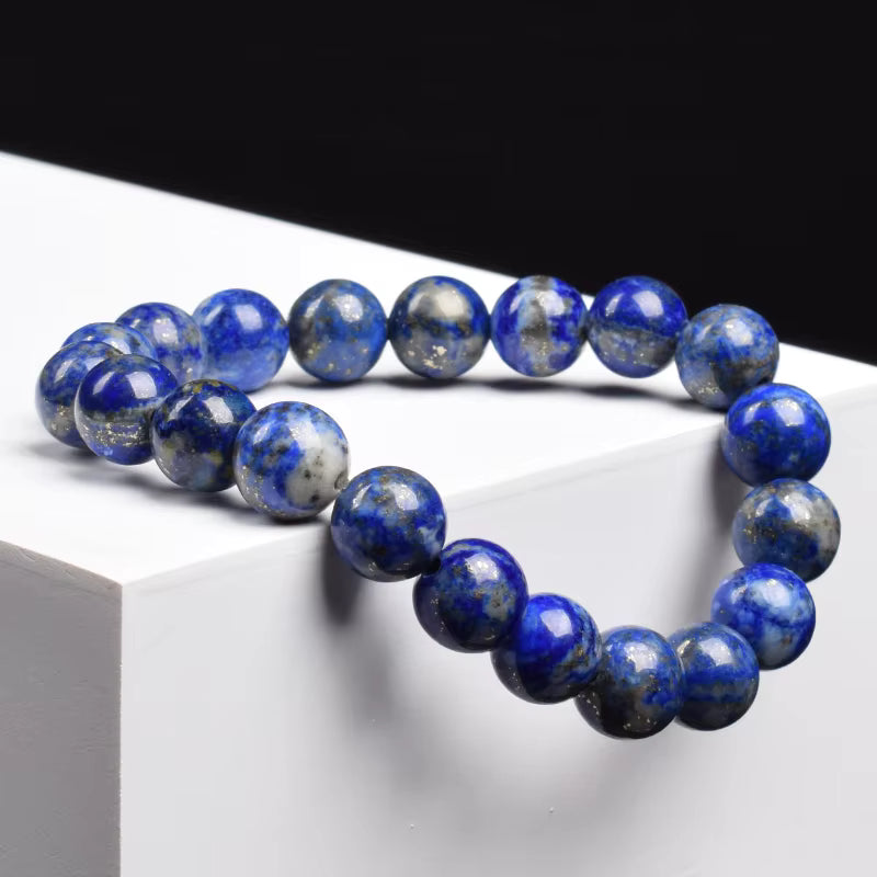 Lapis Lazuli Beaded Bracelet 5A Natural Blue Stretch Elastic Cord