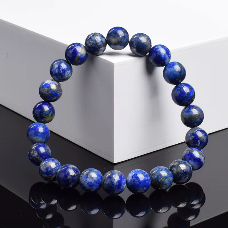 Lapis Lazuli Beaded Bracelet 5A Natural Blue Stretch Elastic Cord