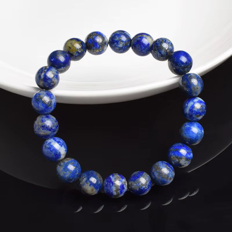 Lapis Lazuli Beaded Bracelet 5A Natural Blue Stretch Elastic Cord