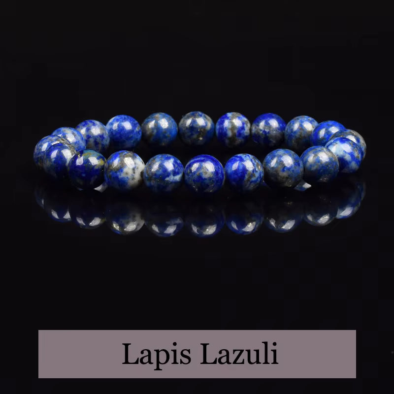 Lapis Lazuli Beaded Bracelet 5A Natural Blue Stretch Elastic Cord