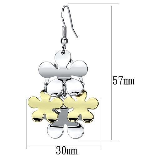 LO2686 - Gold+Rhodium Iron Earrings with No Stone-1