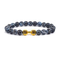 Men's Dumbbell Beaded Bracelet Natural Black Lava Stone Zaleno
