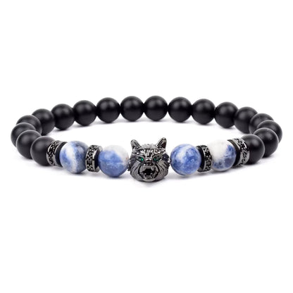 Men's Natural Stone Beaded Bracelet Elastic 8mm Onyx Blue Tiger Eye
