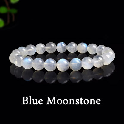 Moonstone Beaded Bracelet Genuine Blue Moonstone 6mm 8mm Elastic