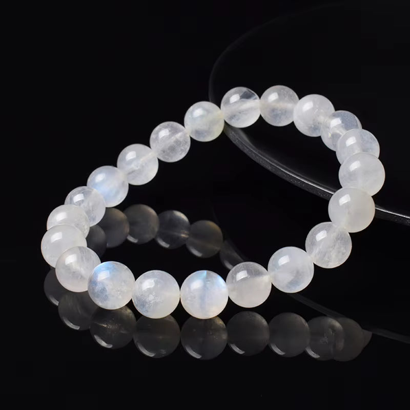 Moonstone Beaded Bracelet Genuine Blue Moonstone 6mm 8mm Elastic