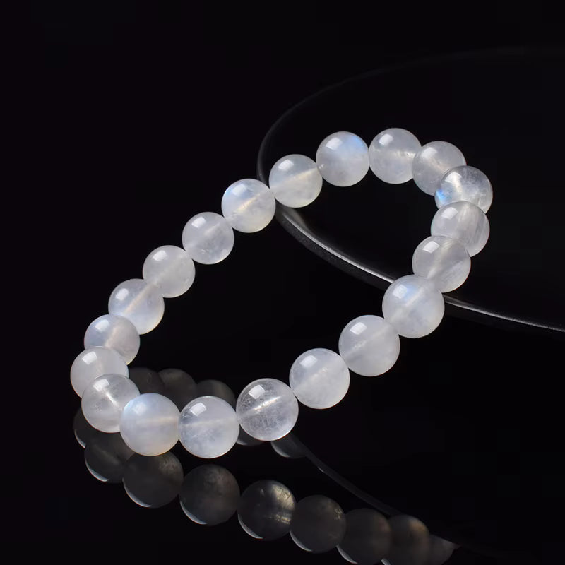 Moonstone Beaded Bracelet Genuine Blue Moonstone 6mm 8mm Elastic