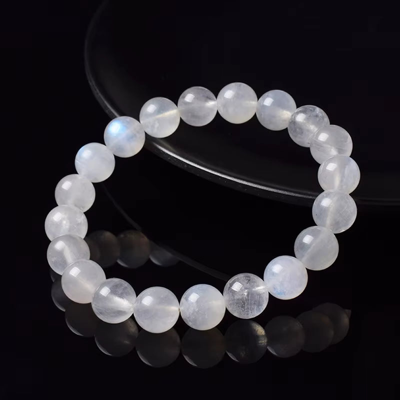 Moonstone Beaded Bracelet Genuine Blue Moonstone 6mm 8mm Elastic