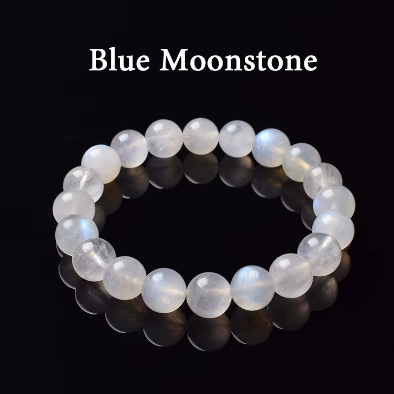 Moonstone Beaded Bracelet Genuine Blue Moonstone 6mm 8mm Elastic