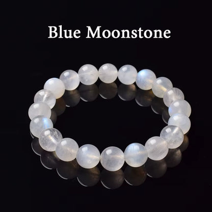 Moonstone Beaded Bracelet Genuine Blue Moonstone 6mm 8mm Elastic