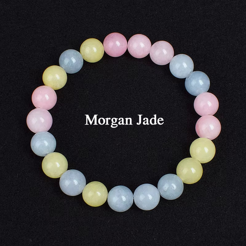 Morgan Jade and Morganite Beaded Bracelet for Women with Pink Beryl