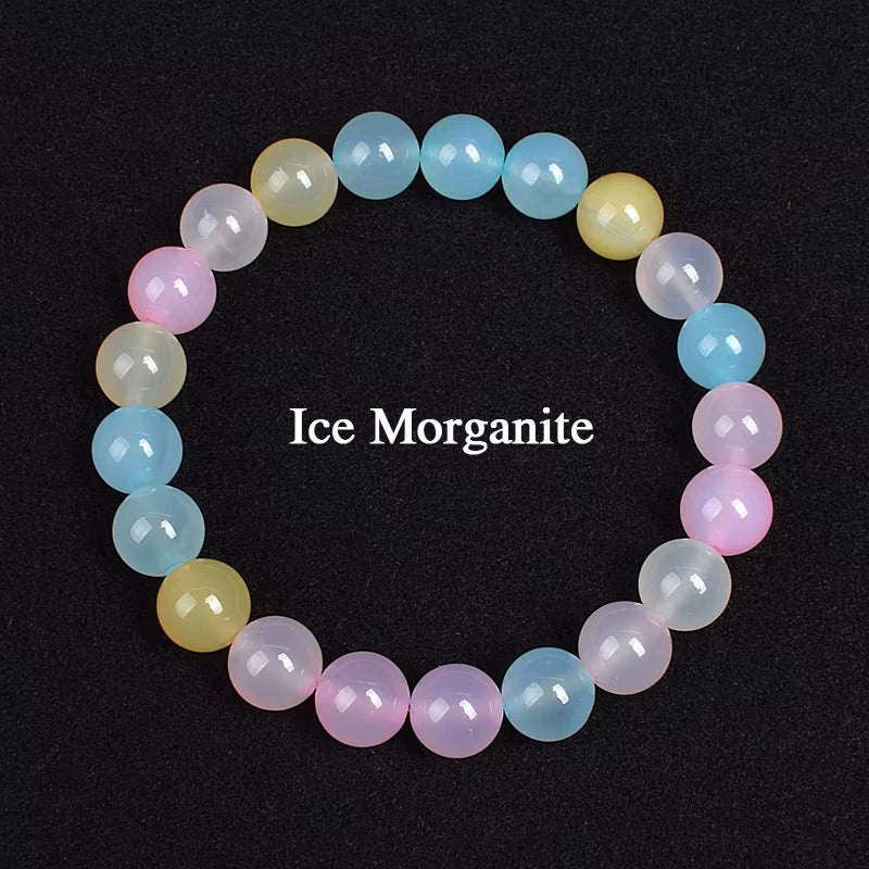 Morgan Jade and Morganite Beaded Bracelet for Women with Pink Beryl