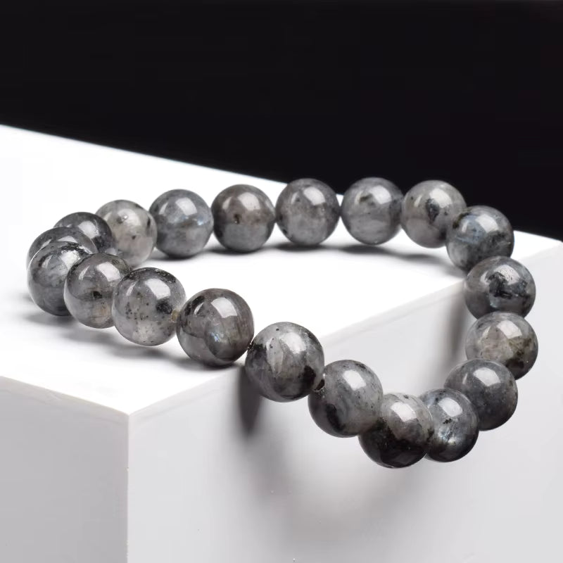 Natural Black Labradorite Beaded Bracelet Unisex Adjustable 6mm 8mm