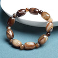 Natural Coffee Lace Agate Beaded Bracelet Elastic Drum Beads