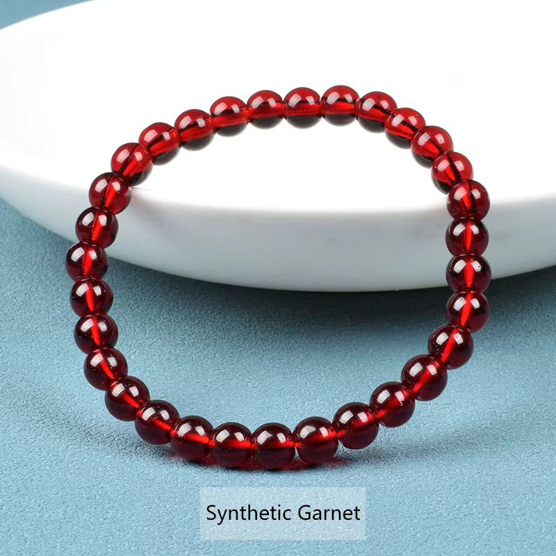 Natural Dark Red Garnet Beaded Bracelet 6 to 7mm Adjustable 16 to 23cm