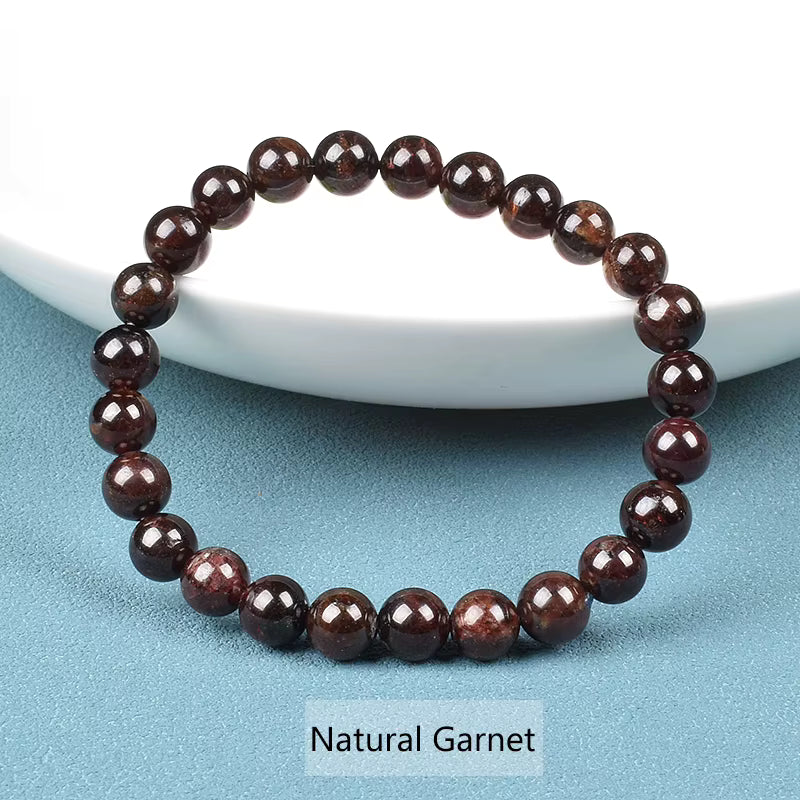 Natural Dark Red Garnet Beaded Bracelet 6 to 7mm Adjustable 16 to 23cm