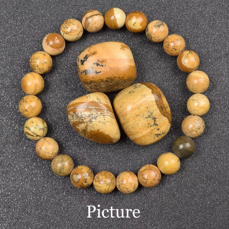 Natural Green Jade Beaded Bracelet 6mm or 8mm Elastic Cord Unisex