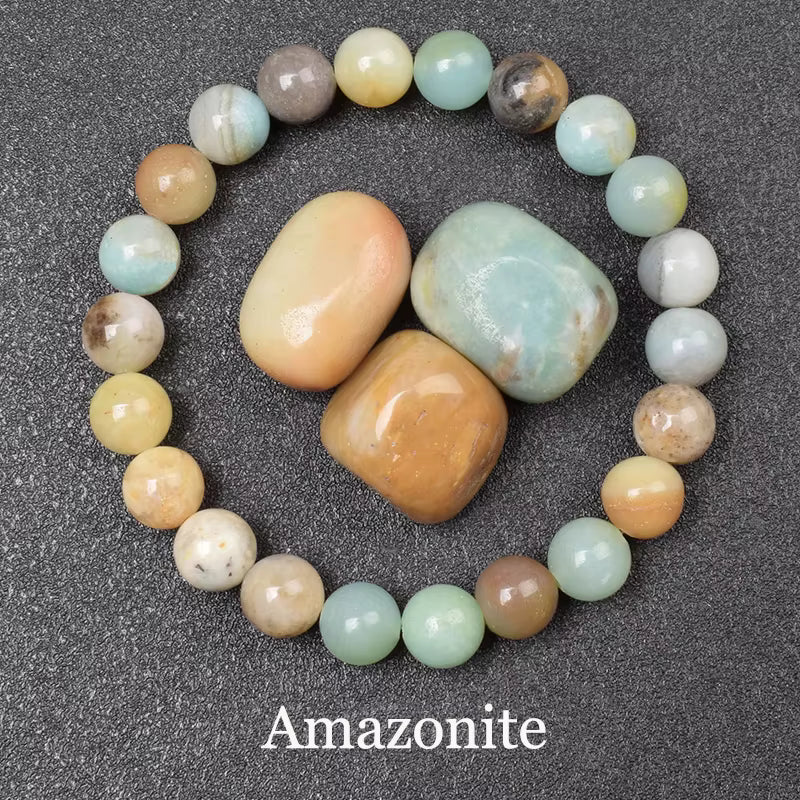 Natural Green Jade Beaded Bracelet 6mm or 8mm Elastic Cord Unisex