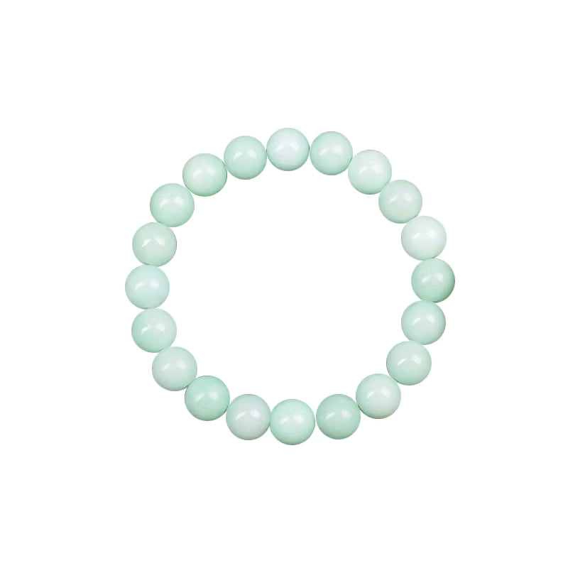 Natural Green Jade Beaded Bracelet 6mm or 8mm Elastic Cord Unisex