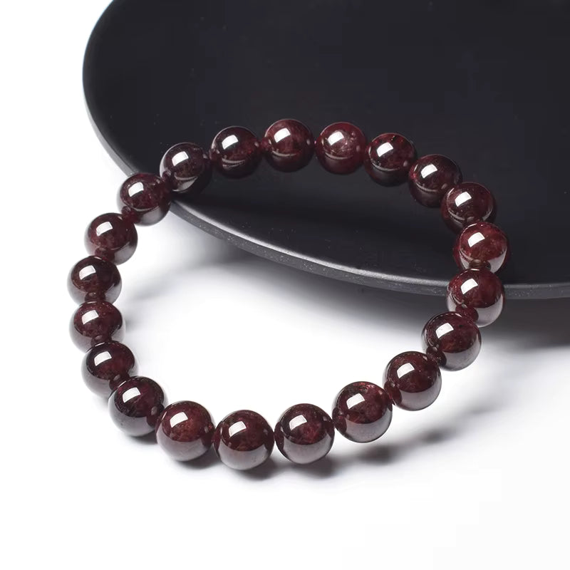 Natural Rhodolite Garnet Beaded Bracelet 6mm 8mm Elastic