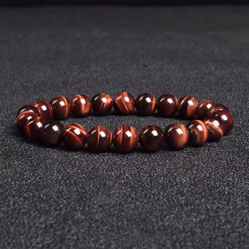 Natural Rhodolite Garnet Beaded Bracelet 6mm 8mm Elastic