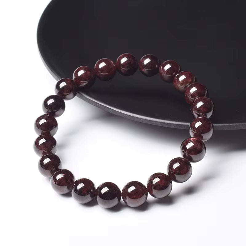 Natural Rhodolite Garnet Beaded Bracelet 6mm 8mm Elastic