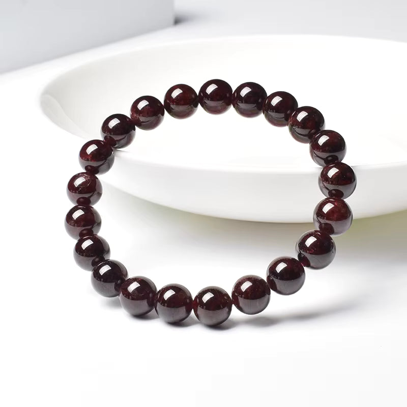 Natural Rhodolite Garnet Beaded Bracelet 6mm 8mm Elastic