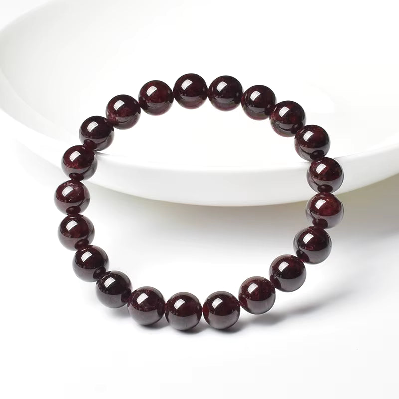 Natural Rhodolite Garnet Beaded Bracelet 6mm 8mm Elastic