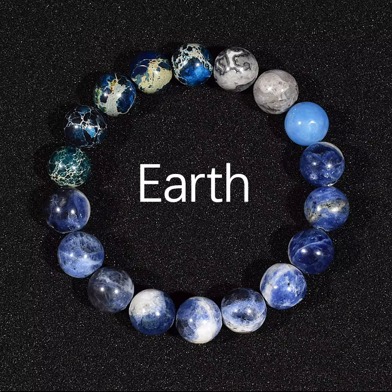 Natural Stone Beaded Bracelet Eight Planets Lava 7 Chakra Adjustable