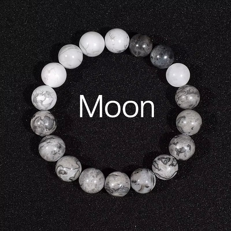 Natural Stone Beaded Bracelet Eight Planets Lava 7 Chakra Adjustable