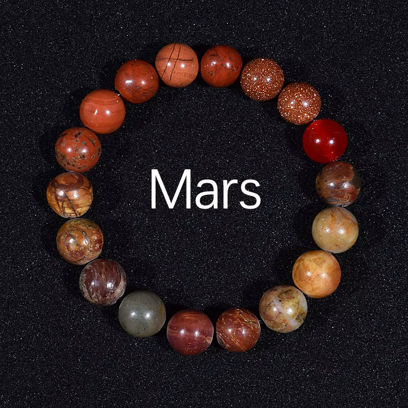 Natural Stone Beaded Bracelet Eight Planets Lava 7 Chakra Adjustable