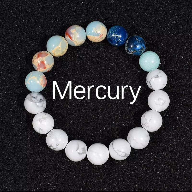 Natural Stone Beaded Bracelet Eight Planets Lava 7 Chakra Adjustable